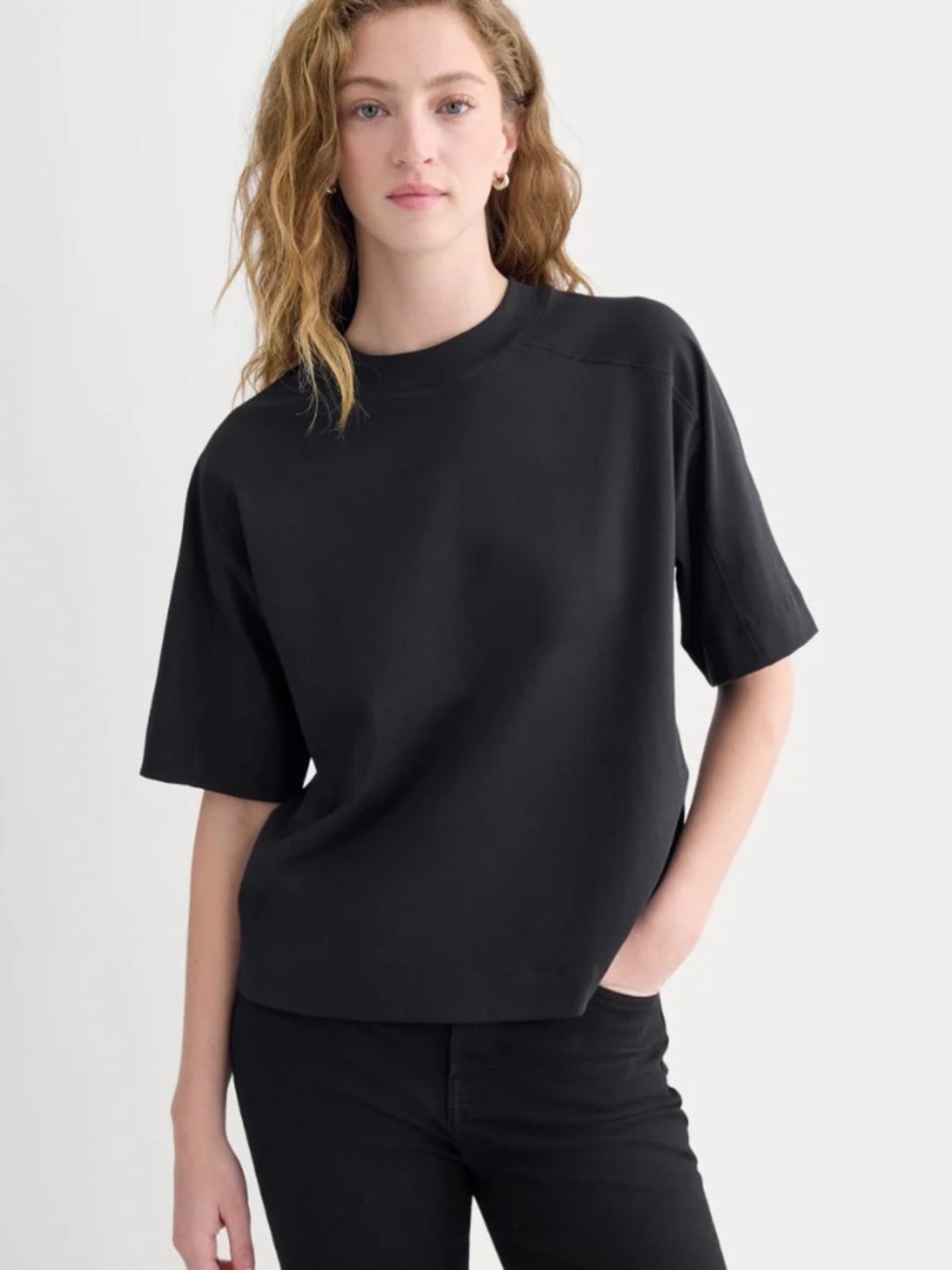 Everlane Oversized Seamed Tee Sz S Black Like New